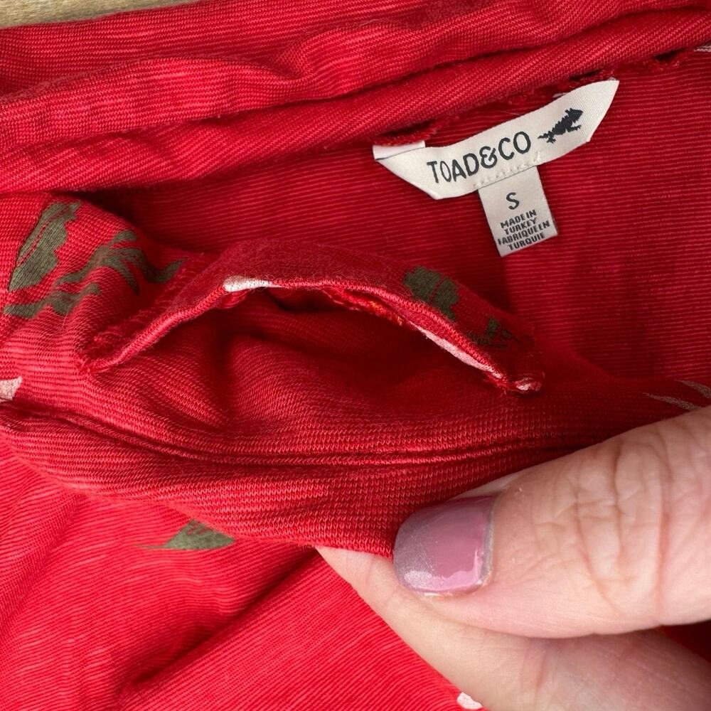 Toad & Co. size S Chaka Cotton Blend Daisy Floral Red Mini Skirt - Picture 4 of 8